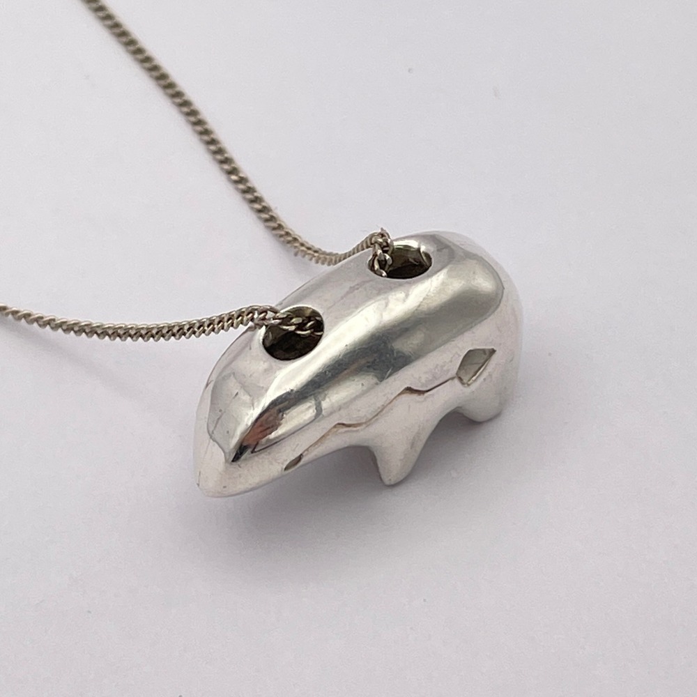 Southwestern Sterling Silver Spirit Bear Pendant‎ Necklace Unisex Minimalist - Picture 4 of 9